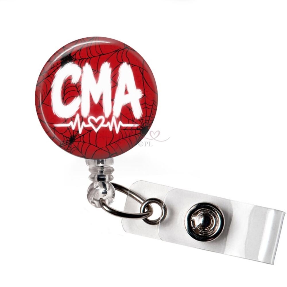 CMA Badge Reel Certified Medical Assistant Halloween Spider Web ID Holder Gift